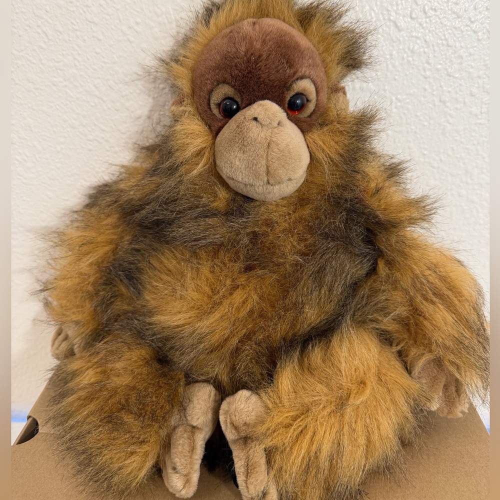 People Pals, baby orangutan, vintage, plush, brown, fluffy cute stuffed animal